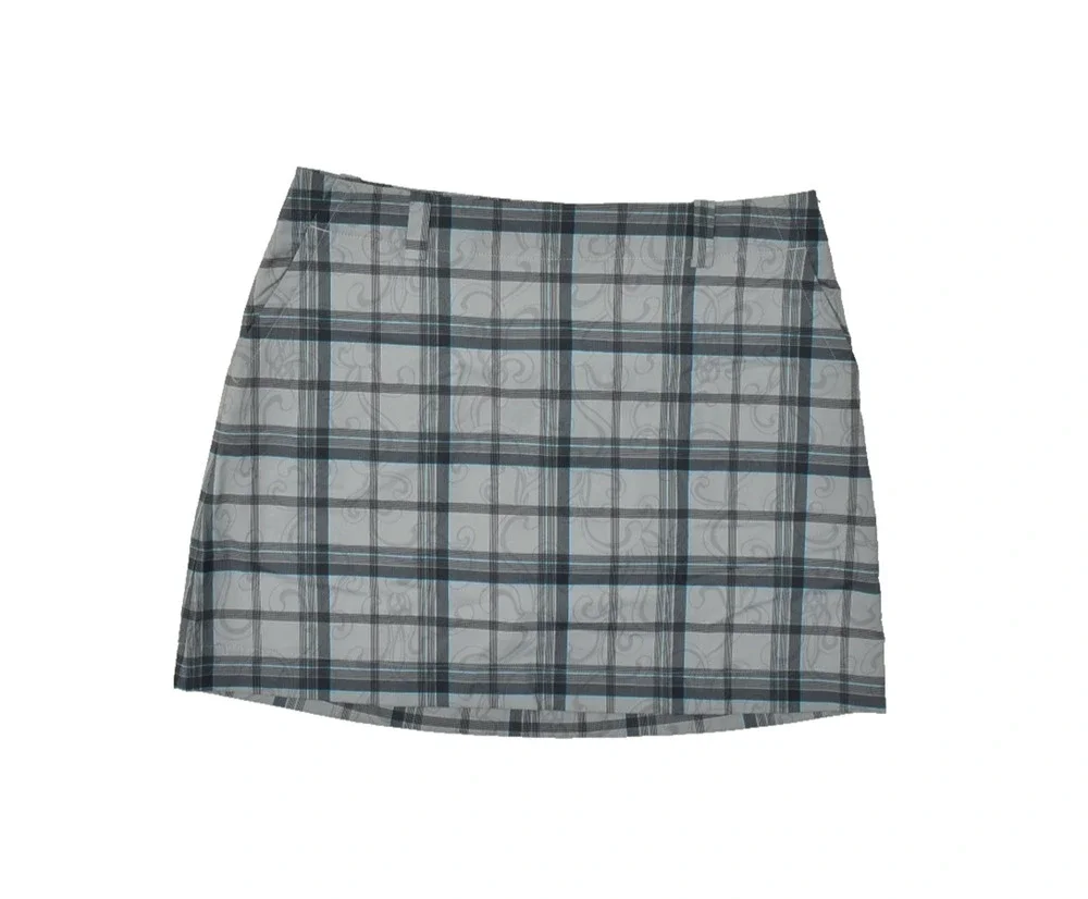 Nike Golf Dri-Fit Skort Size 14 Gray Plaid Swirl Pattern Active Athletic Golf